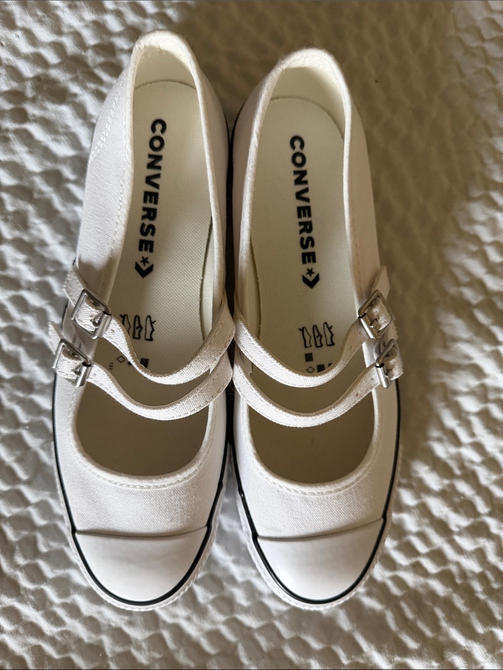 Converse White Canvas Double-Strap Mary Jane Sneakers